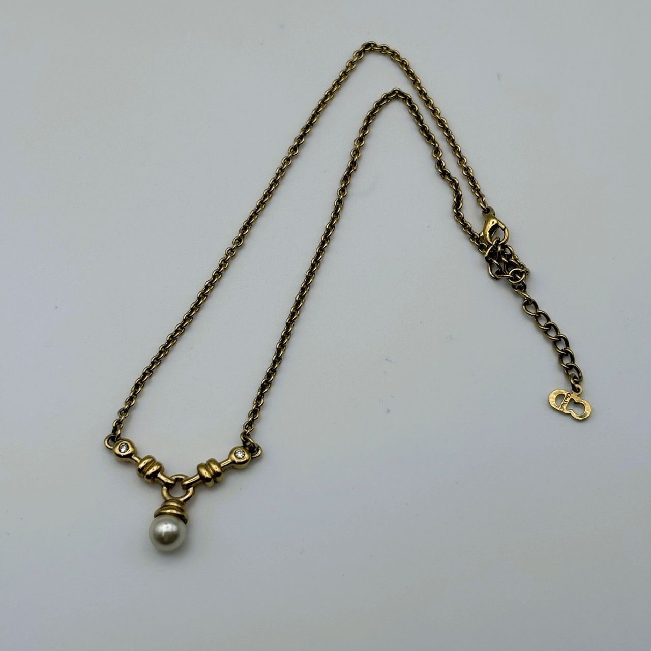 中古品】 Dior（ディオール）パール付き ゴールドトーン ネックレス