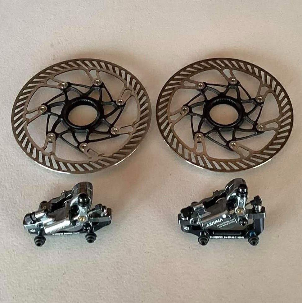 ASHIMA PCD ワイヤー引き油圧ディスクブレーキ 前後ペア グレー アシマ