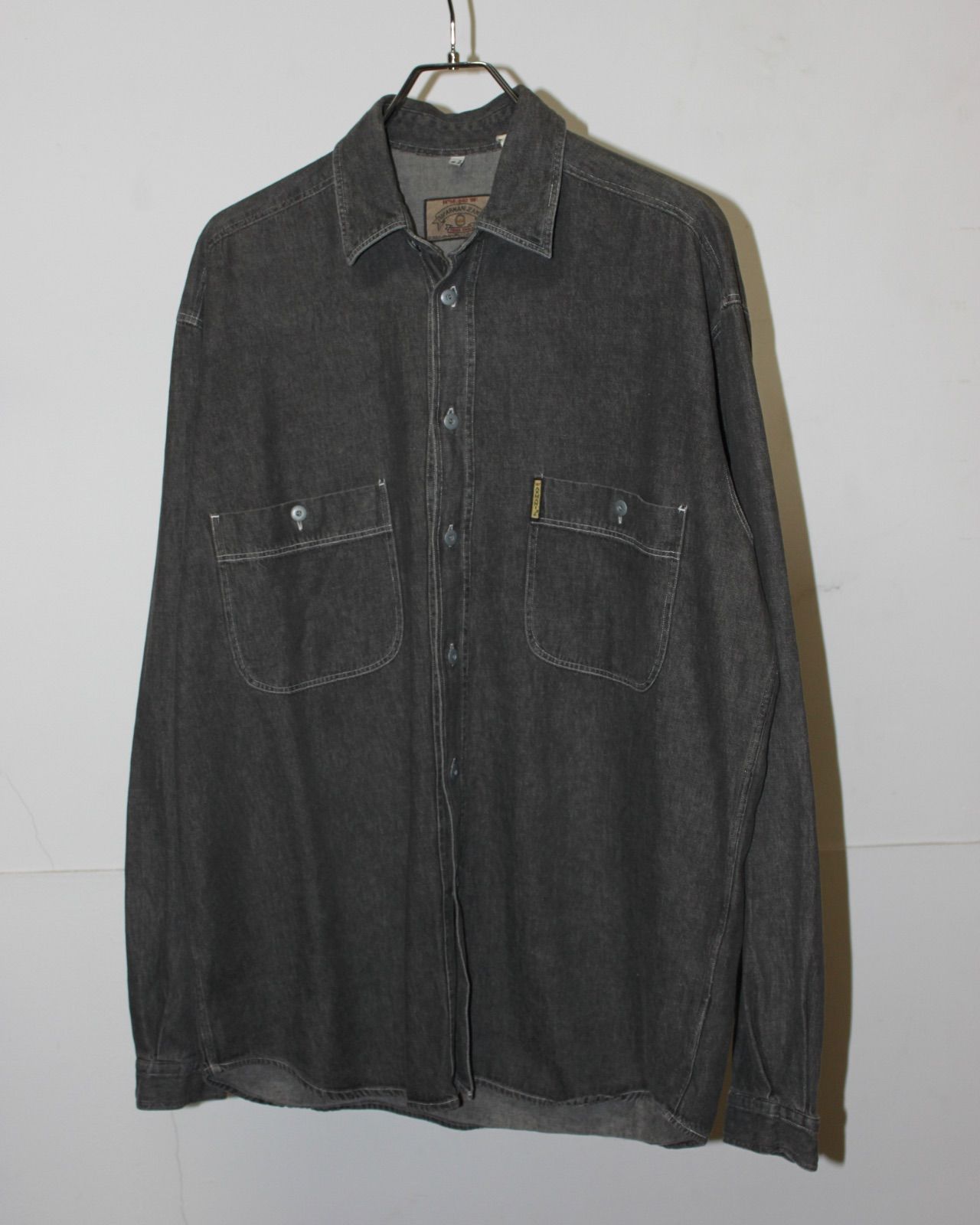 90 s ARMANI JEANS Black denim shirt アルマーニジーンズ アルマーニ ジョルジオ エンポリオ デニムシャツ ブラックデニム シャツ