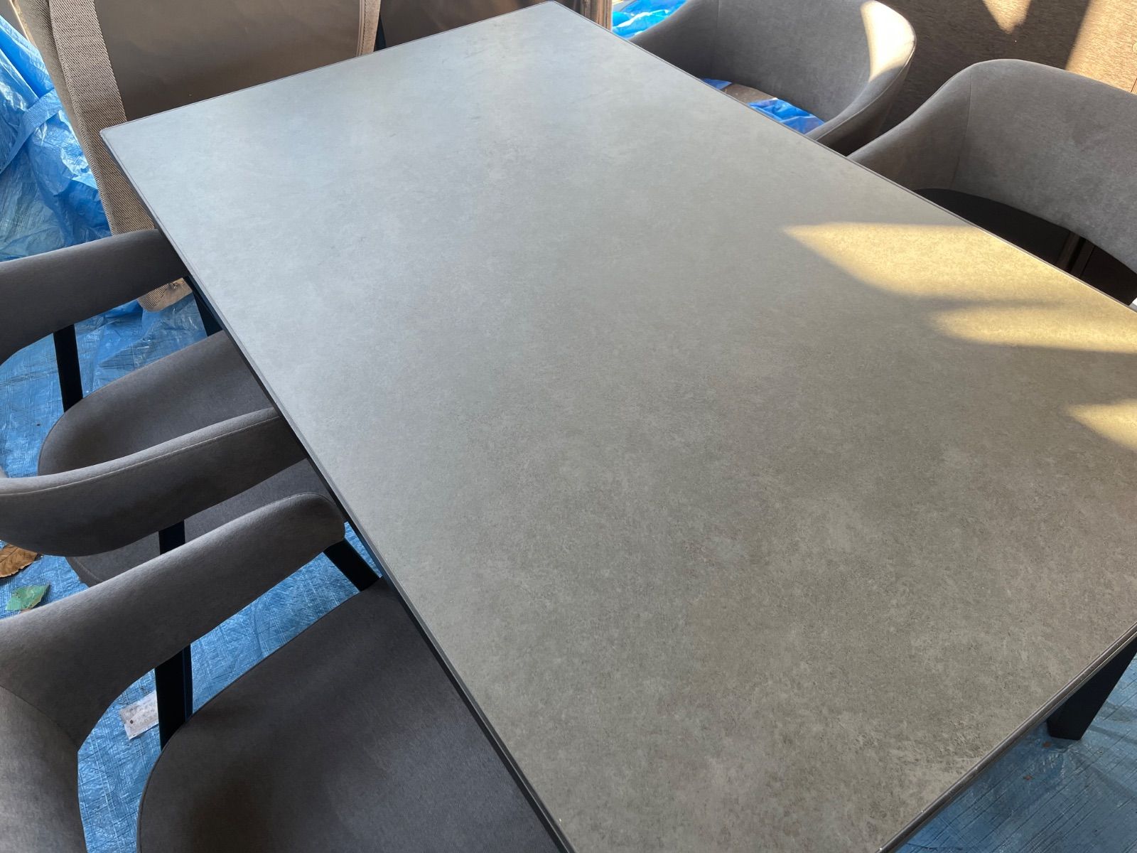 ニトリセラミックトップテーブル N T 12 150 BK GY イス4脚