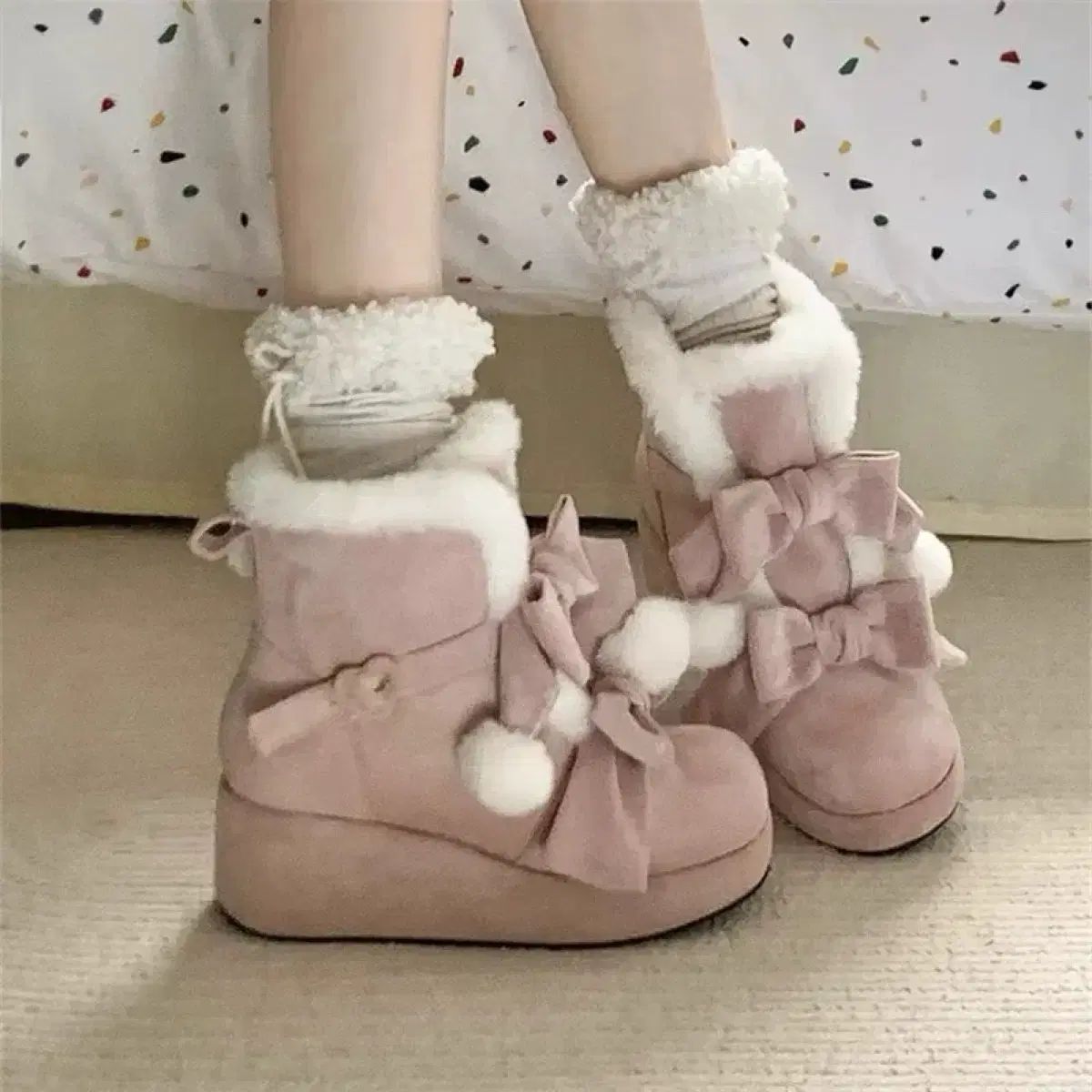 リボン 厚底 ブーツ (3COLOR)