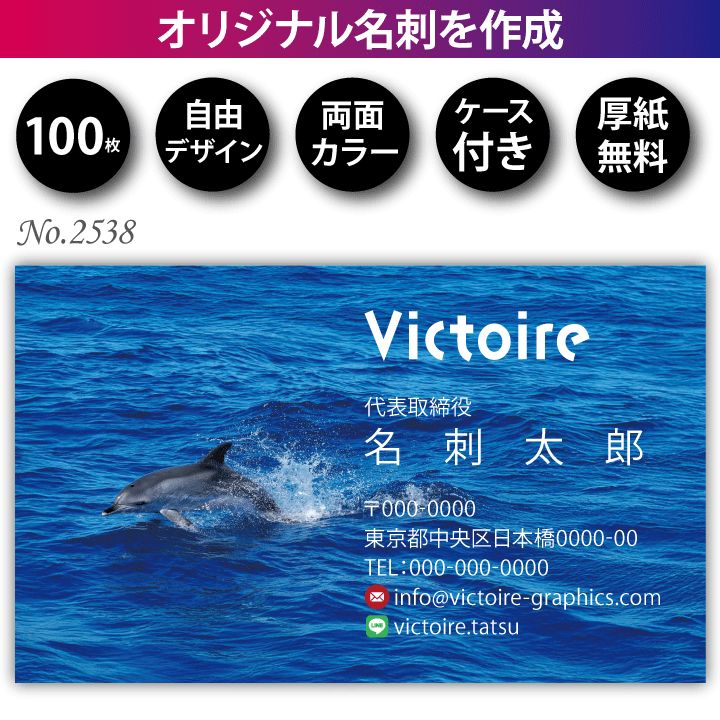 名刺作成 名刺印刷 100枚 両面 フルカラー 紙ケース付 No.2538 - メルカリ