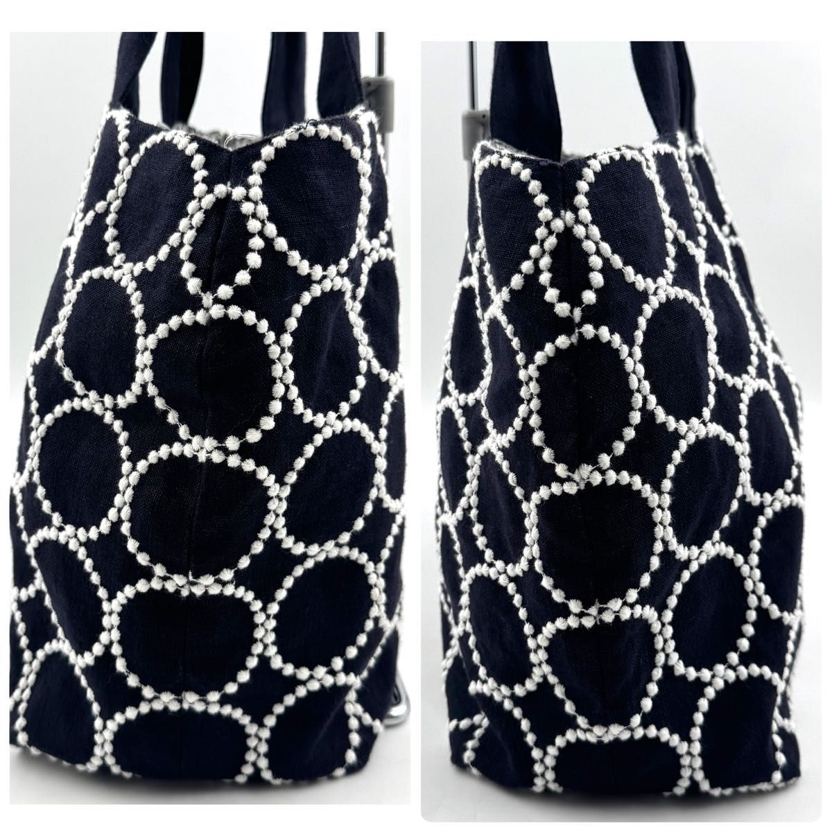 ☆極美品☆ミナペルホネン パニーニバッグ タンバリン ネイビー トート