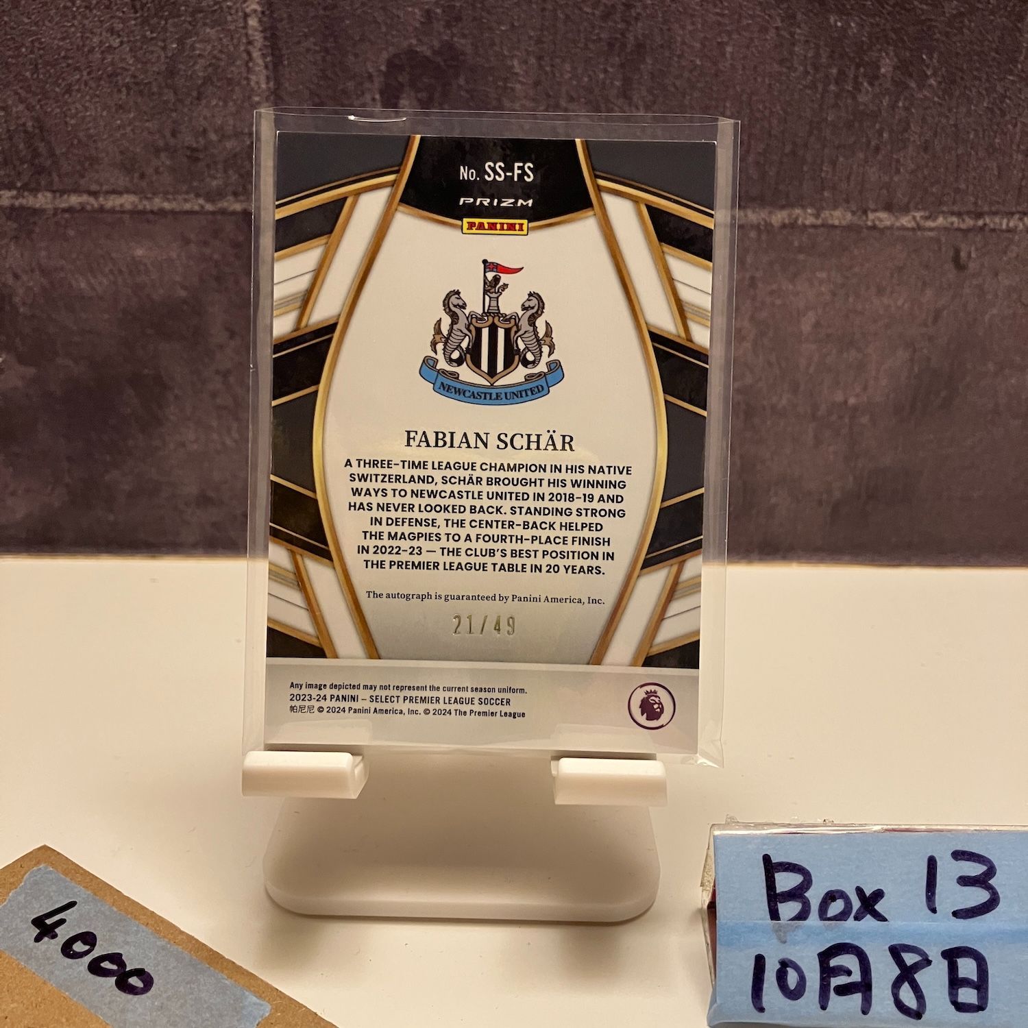 2023-24 Panini Select Fabian Schar 21/49 直筆サインカード