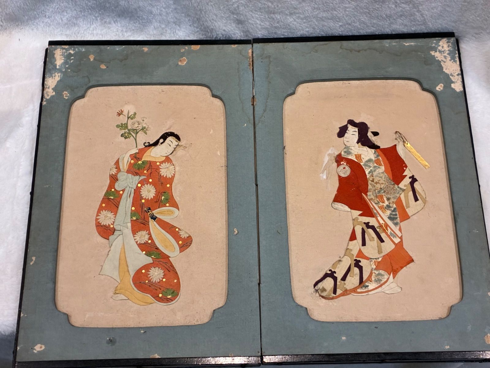  江戸の雅な世界を手のひらに 浮世絵風 小型屏風 折り 単頁40 26 cm 和室 書斎 玄関に最適 美しい女性図柄 手描き風の色鮮やかな絵柄 懐かしい日本の美意識 その他 工芸品