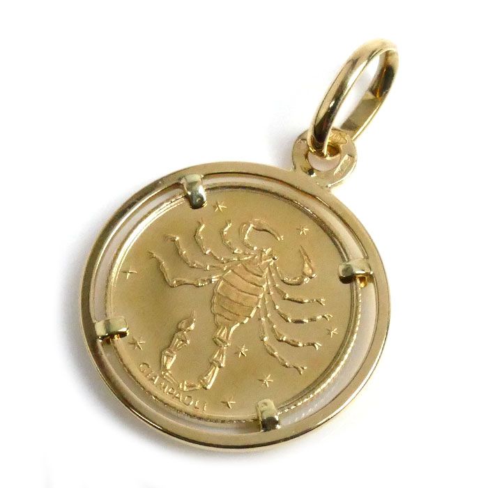 ウノアエレ K 18 YG イエローゴールド さそり ペンダントトップ 3 8 g 星座コイン ユニセックス