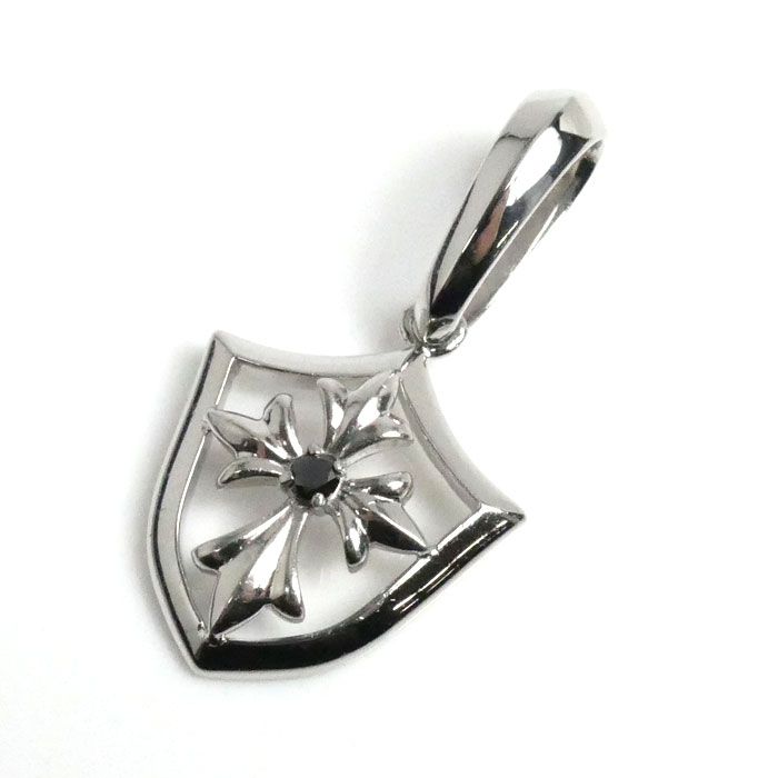 Pt 950プラチナ ペンダントトップ ブラックダイヤモンド0 03 ct 4 1 g シールドモチーフ ユニセックス