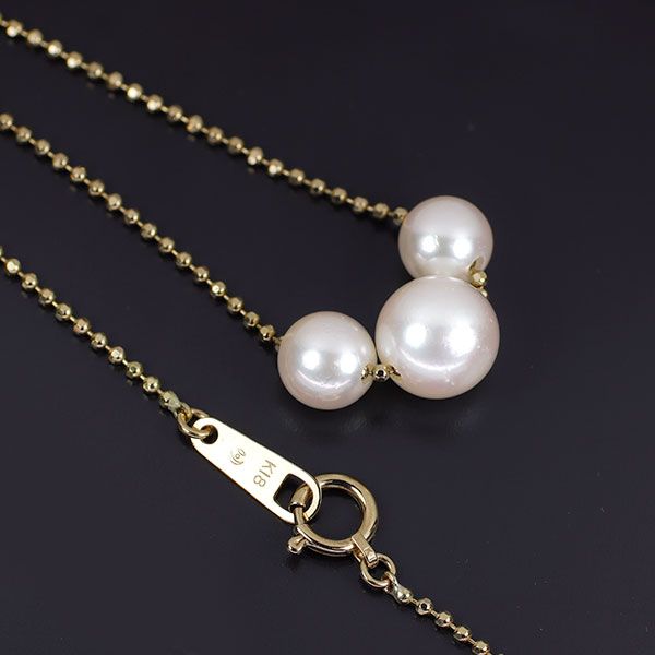 田崎真珠 K18YG アコヤ 真珠 ペンダントネックレス 径約 6.1-8.0mm