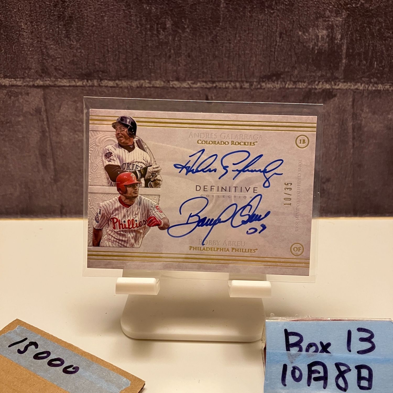 2017 Topps Definitive Collection Andres Galarraga Bobby Abreu 10 35 直筆サインカード Colorado Rockies Philadelphia Phillies カード