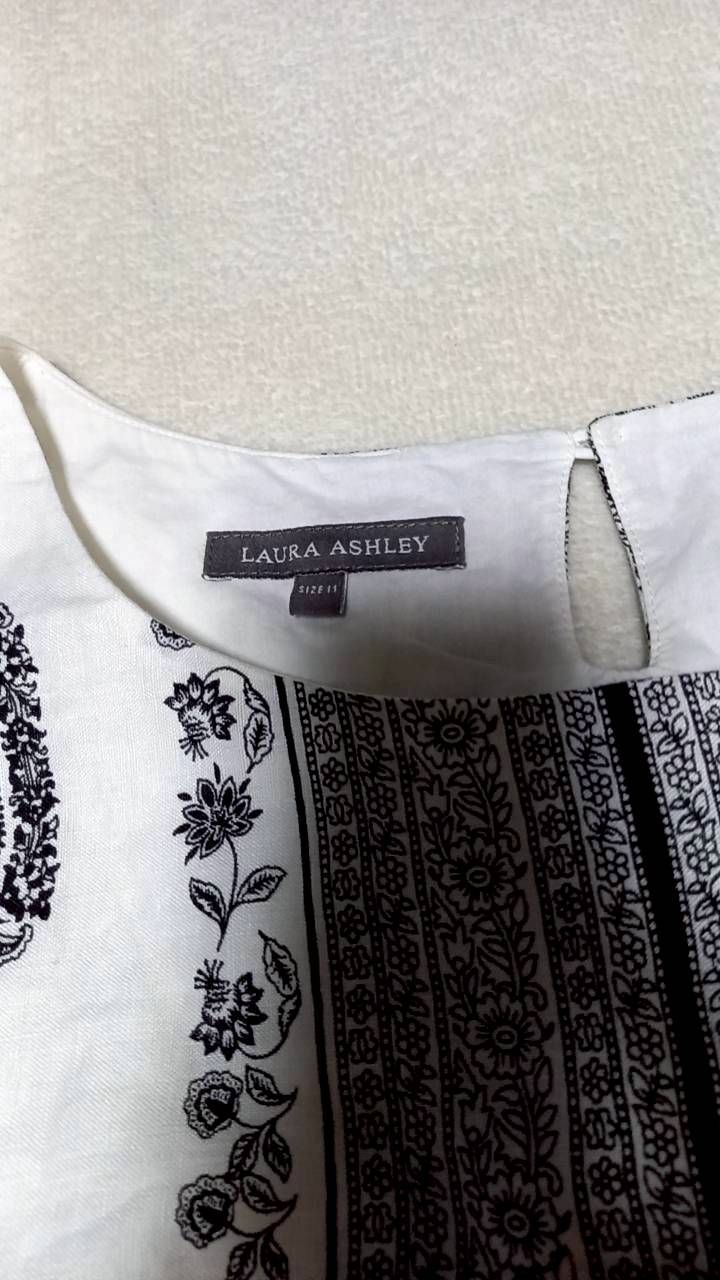 LAURA ASHLEY ローラアシュレイ ノースリーブワンピース リネン100