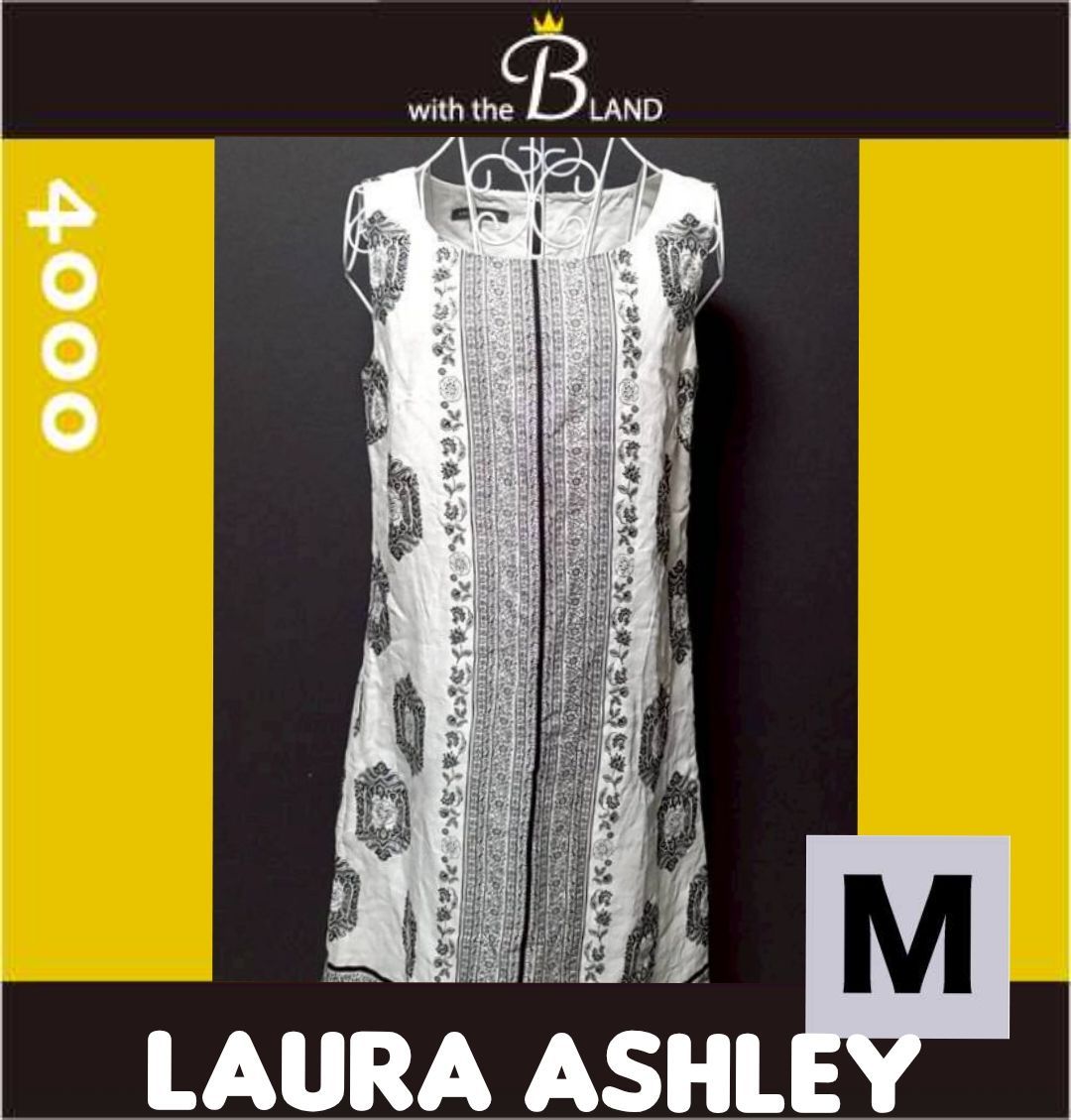 LAURA ASHLEY ローラアシュレイ ノースリーブワンピース リネン100