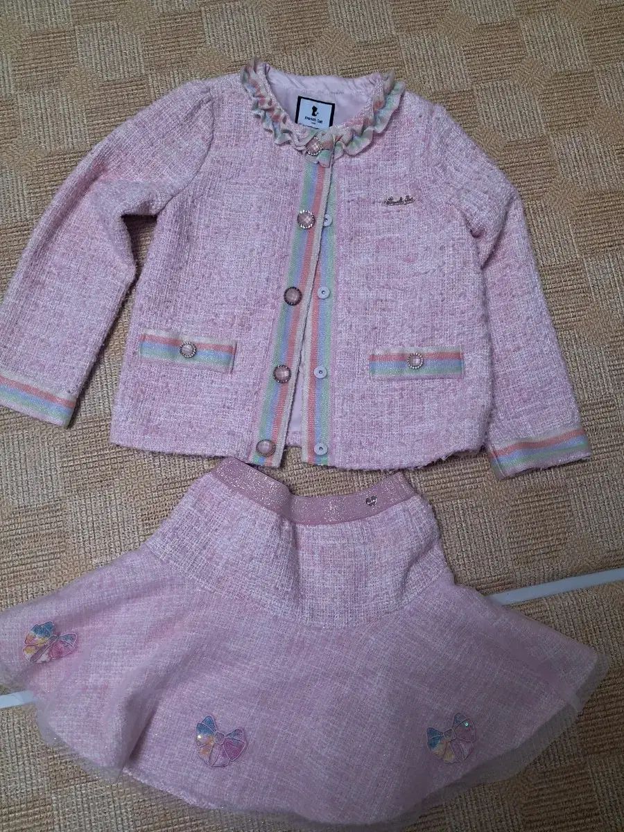 フレンチキャット ピンク ツイード 上下セット