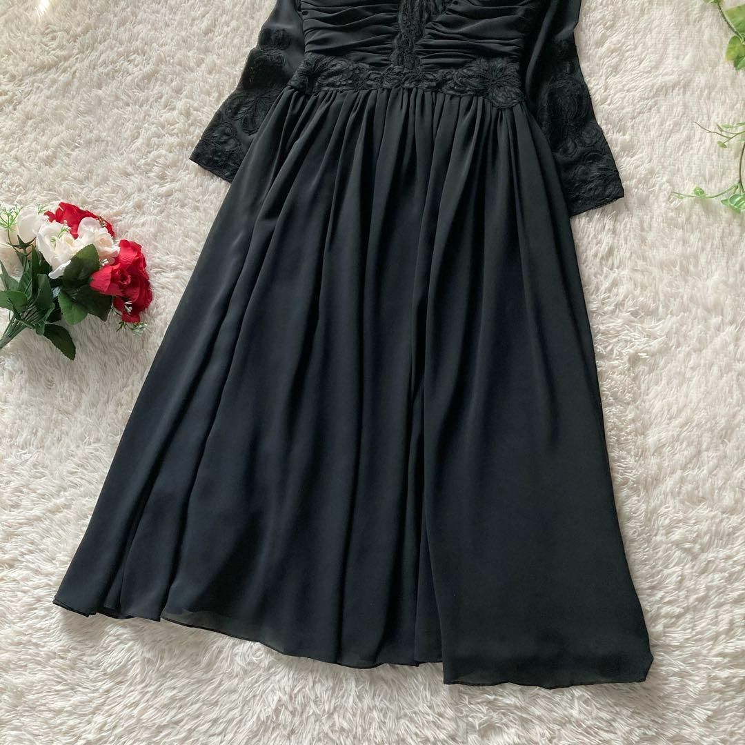 GENET VIVIEN ドレスワンピース フレア ロング丈 ギャザー レース