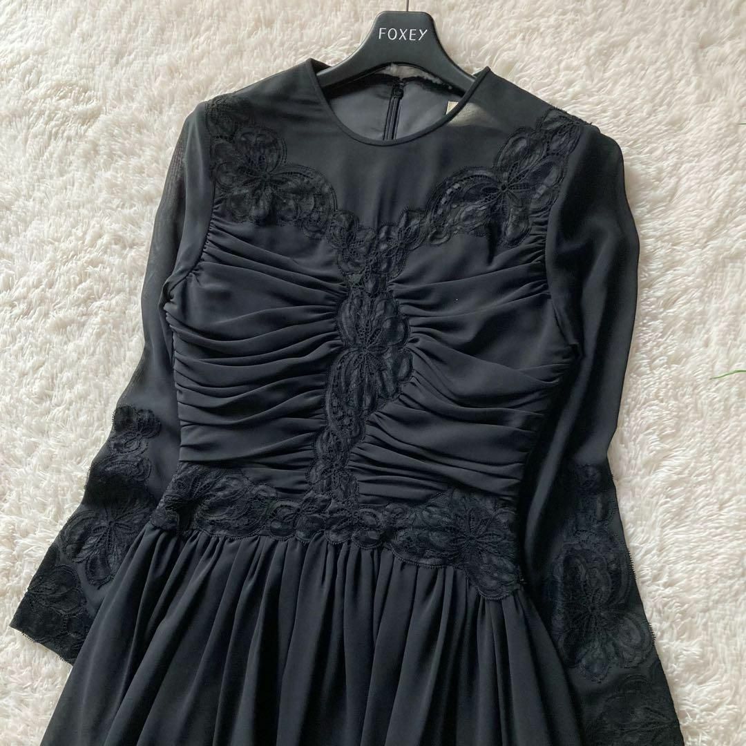 GENET VIVIEN ドレスワンピース フレア ロング丈 ギャザー レース