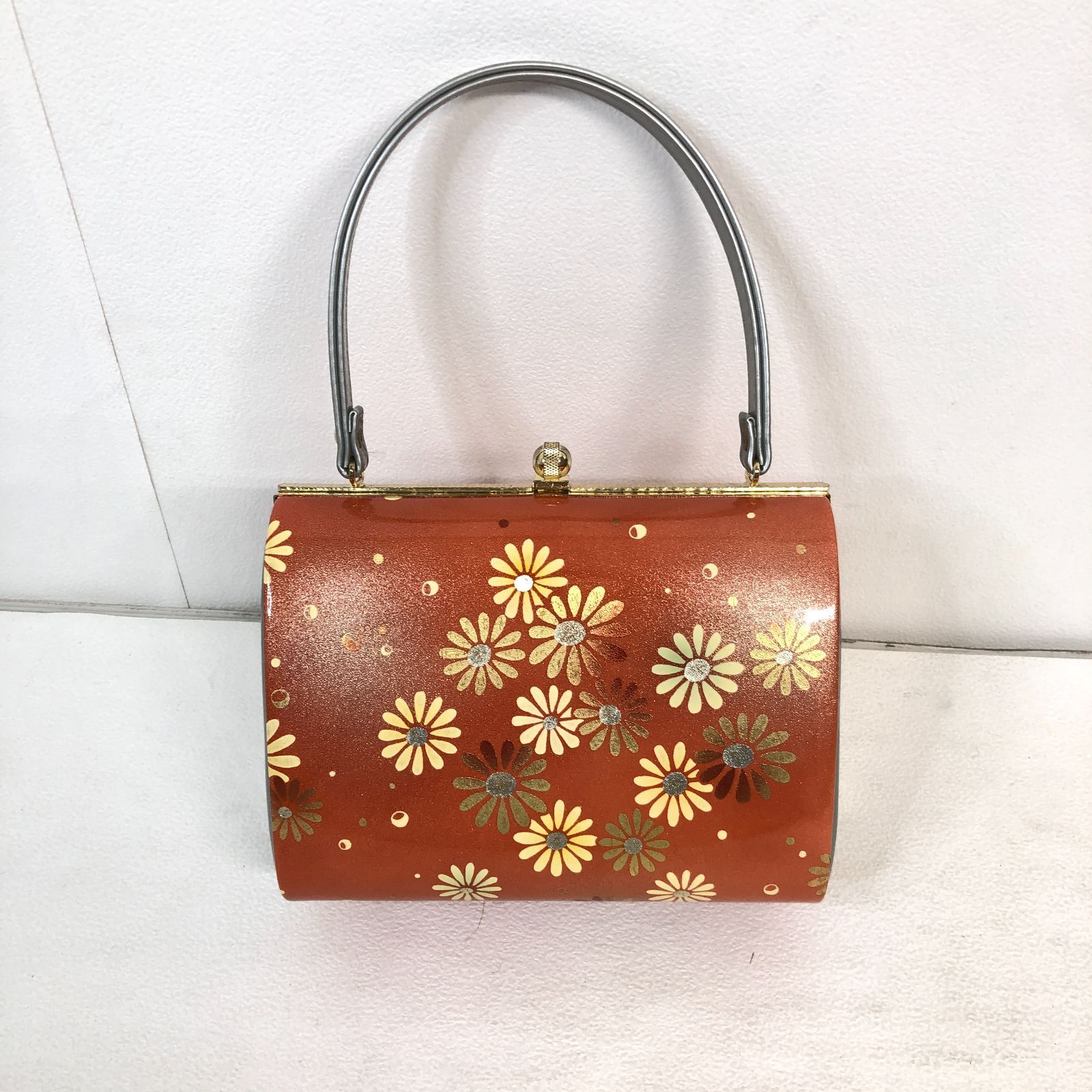 Lサイズ】草履 バッグ セット 24cm オレンジ×ゴールド 花柄 振袖 成人