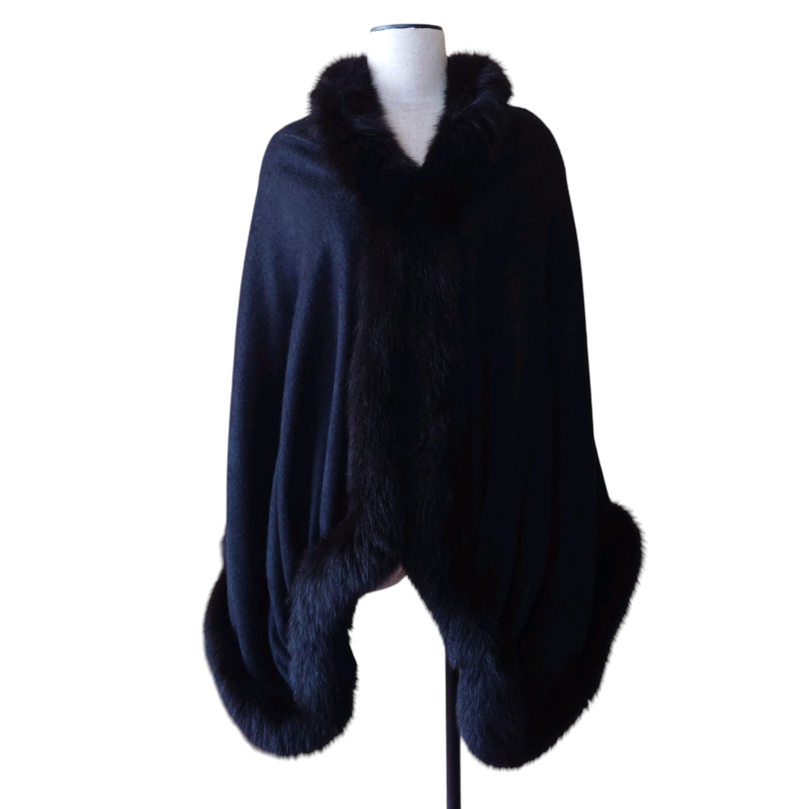 COTOO コトゥー カシミヤ100% ブルーフォックスファー 3way ポンチョ