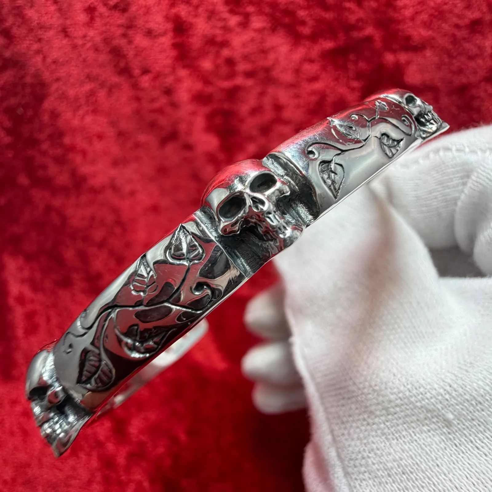 美品クレイジーピッグ バングル ナロー 3スカル リーヴス クレイジー