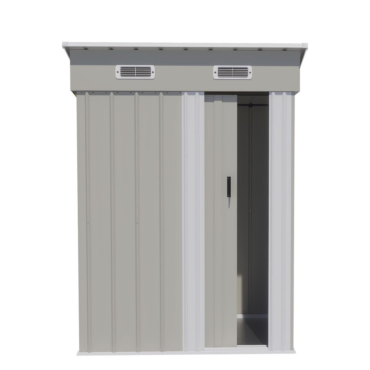 錆びにくい＆防水 屋外用スチール製収納庫 148 x 82 5 193 cm 強化床フレーム 庭 ベランダ 工具入れ DIY用品収納 モダンなグレー 自立式 収納小屋なし