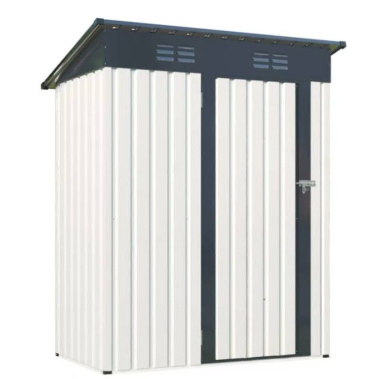 鍵付き＆高耐久 大型屋外収納棚 スチール製 防水耐候 三角デザイン 庭 農場 畑に最適 床なし簡単組立 物置 工具入れ 自転車置き場