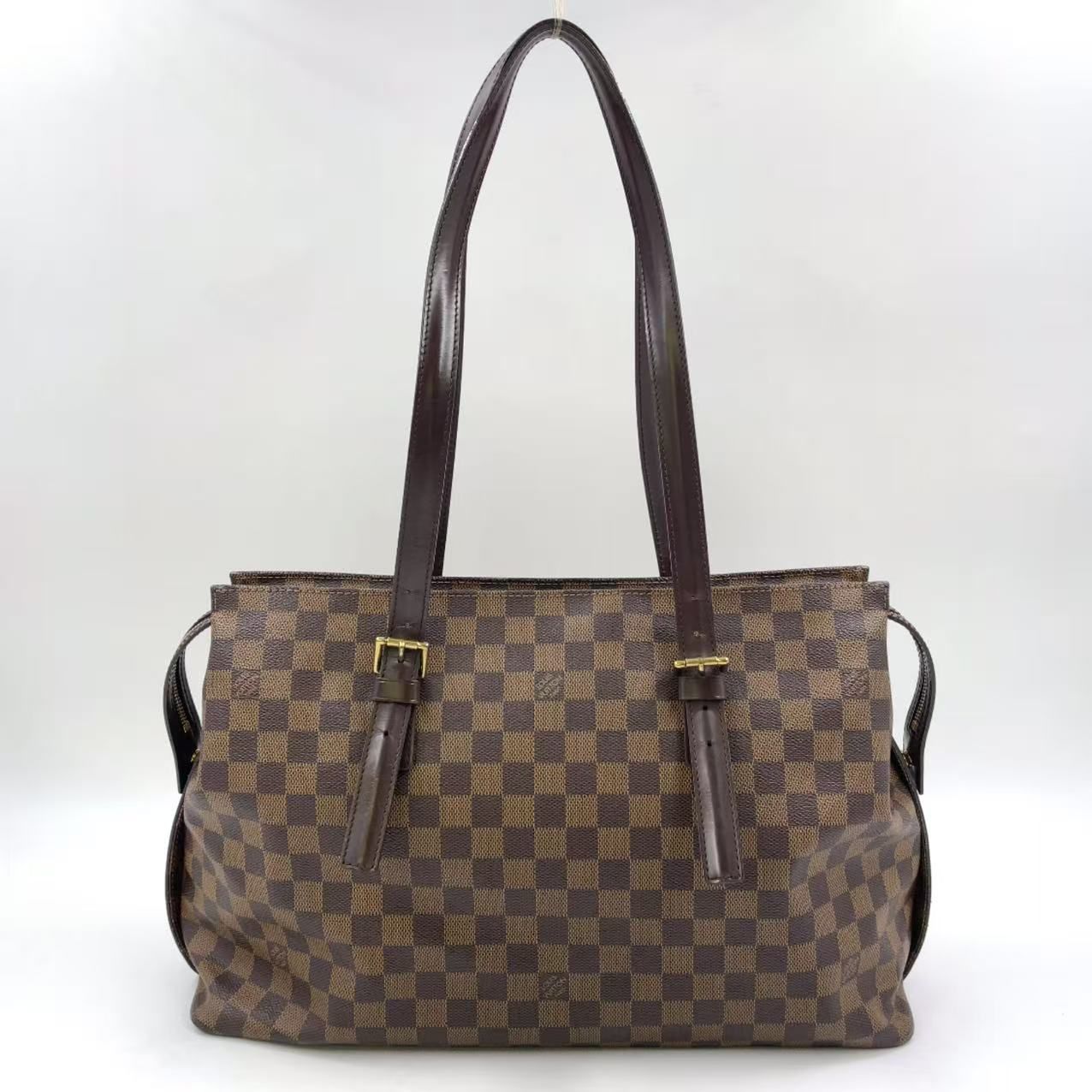 LOUIS VUITTON チェルシー ダミエエベヌ ダミエエベヌ 持ち手付け根