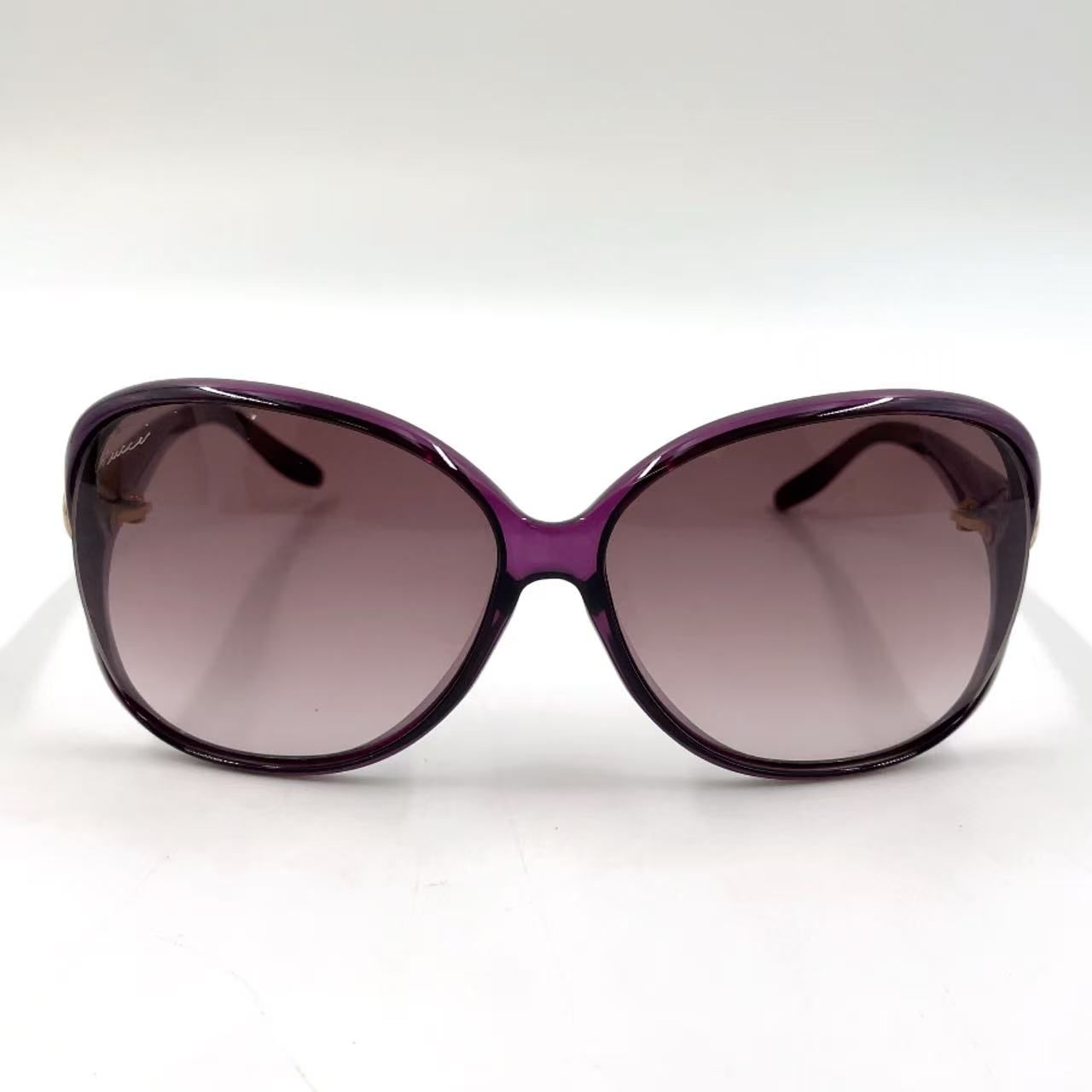 GUCCI ハートGG ロゴ プラスチック パープル サングラス ゴールド