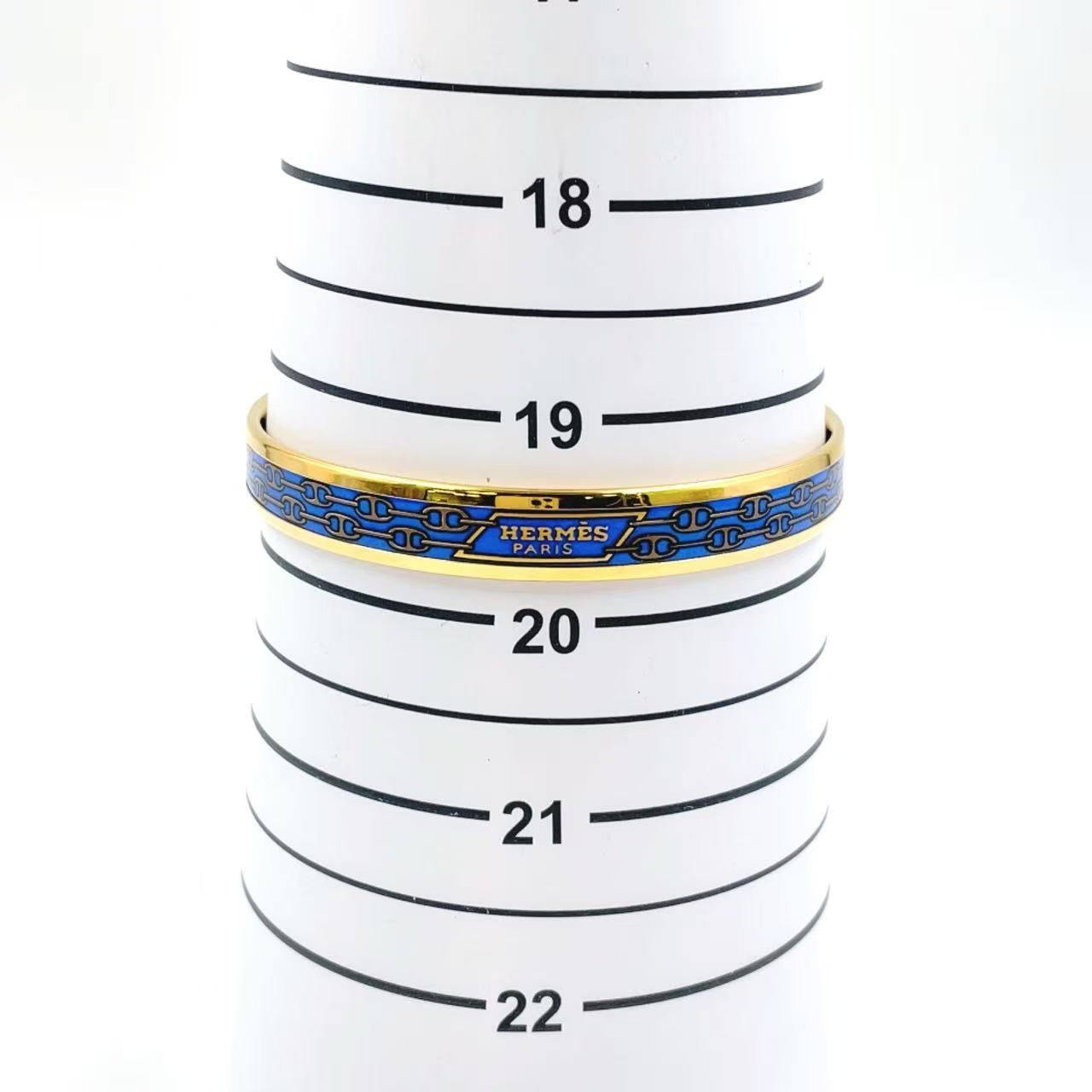 HERMES シェーヌダンクル 七宝 メタル×エナメル ブルー バングル