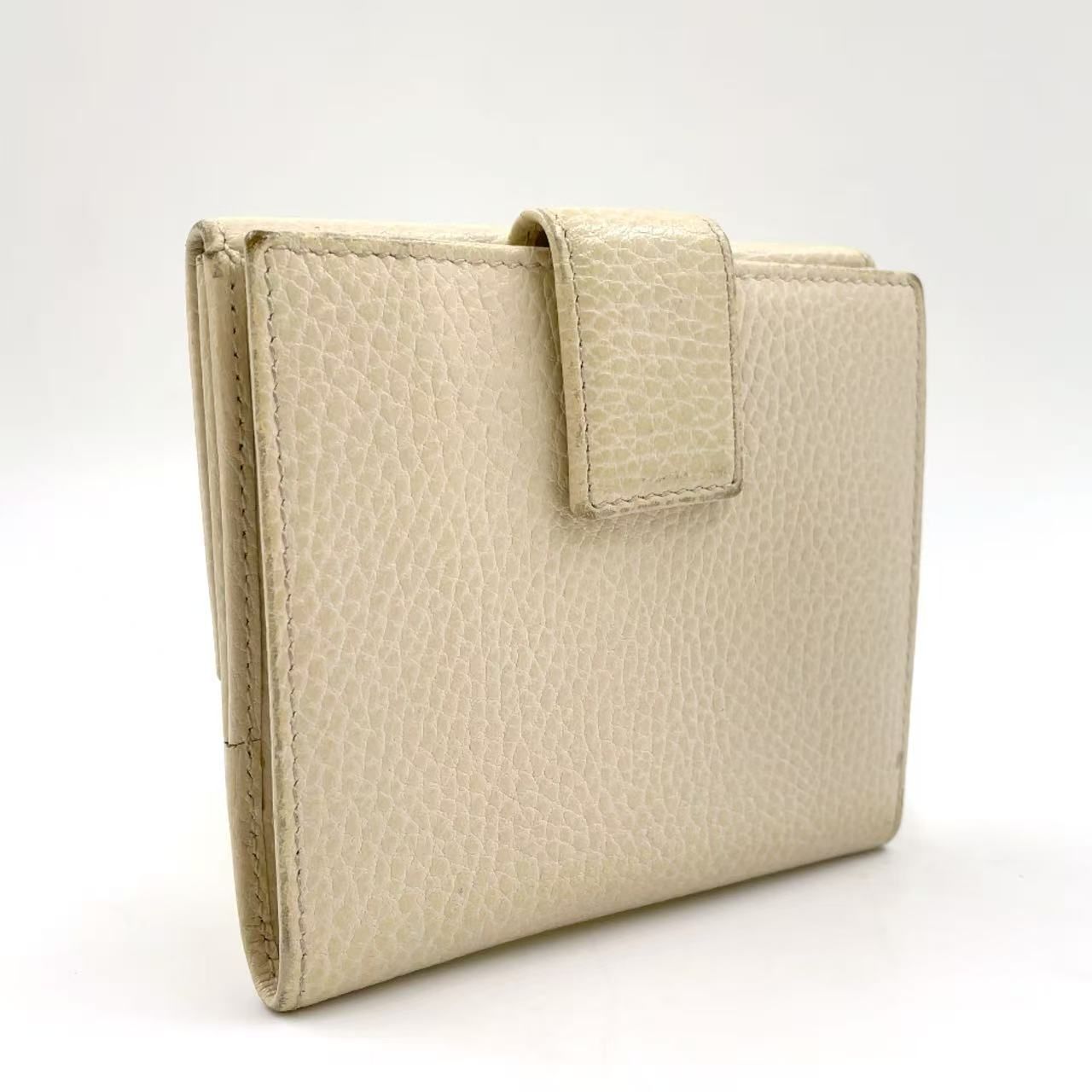 GUCCI スウィング 二つ折り財布 レザー ホワイト 財布 ゴールド 368233