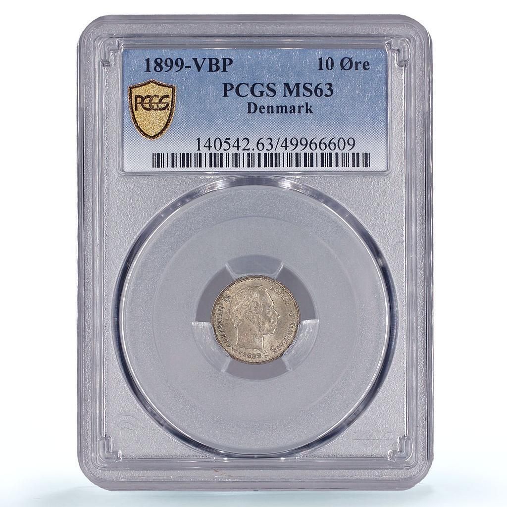 デンマーク 10オーレ クリスチャン9世 貨幣 KM-795 MS63 PCGS