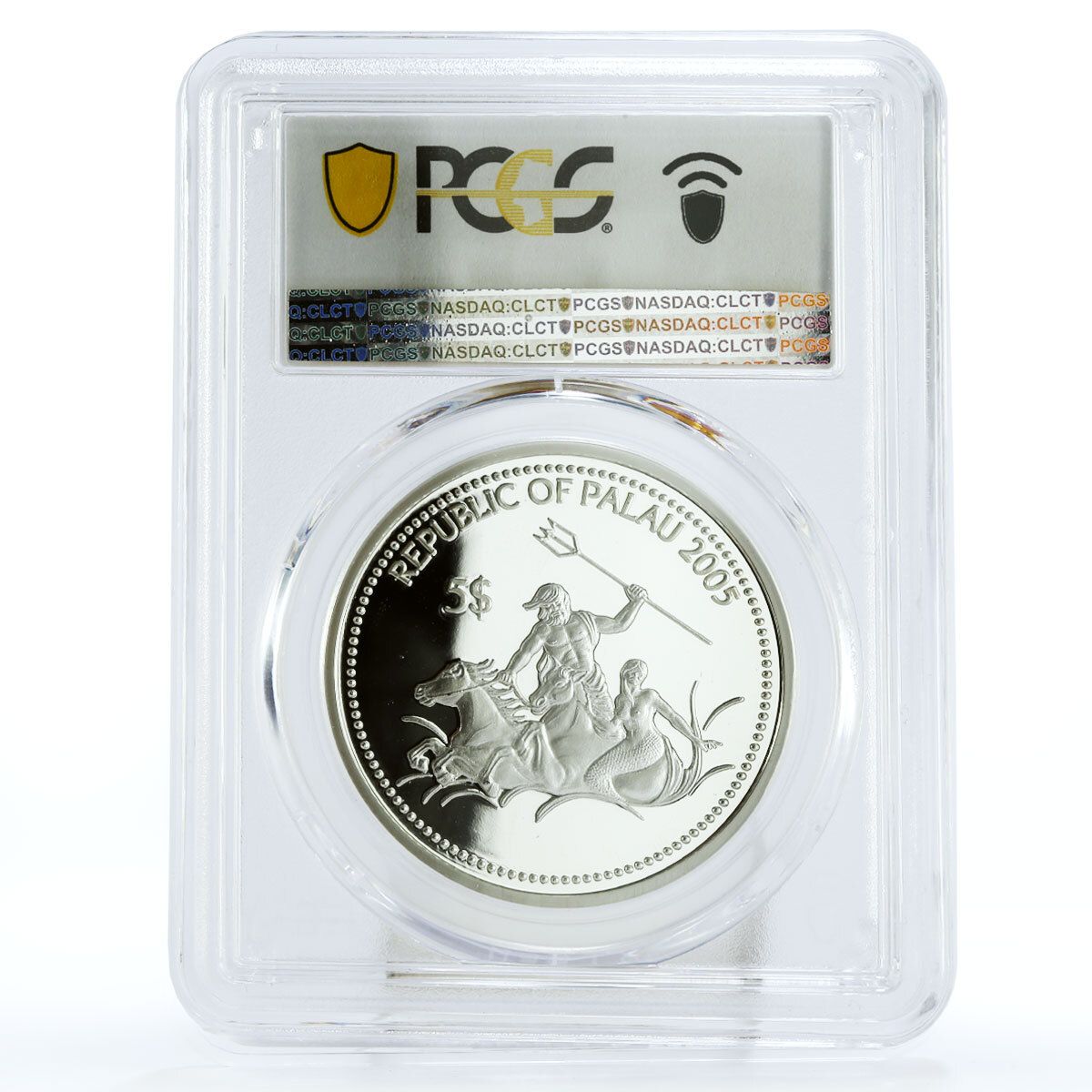 パラオ 5ドル 海洋生物保護 ライオンフィッシュ 動物相 PR69 PCGS 銀貨