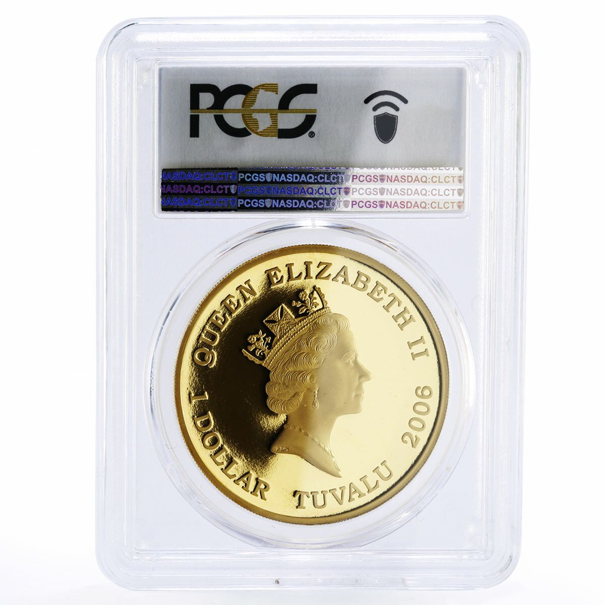 ツバル 1ドル Ation War Planes Spitfire PR69 PCGS 金メッキ銀貨 2006