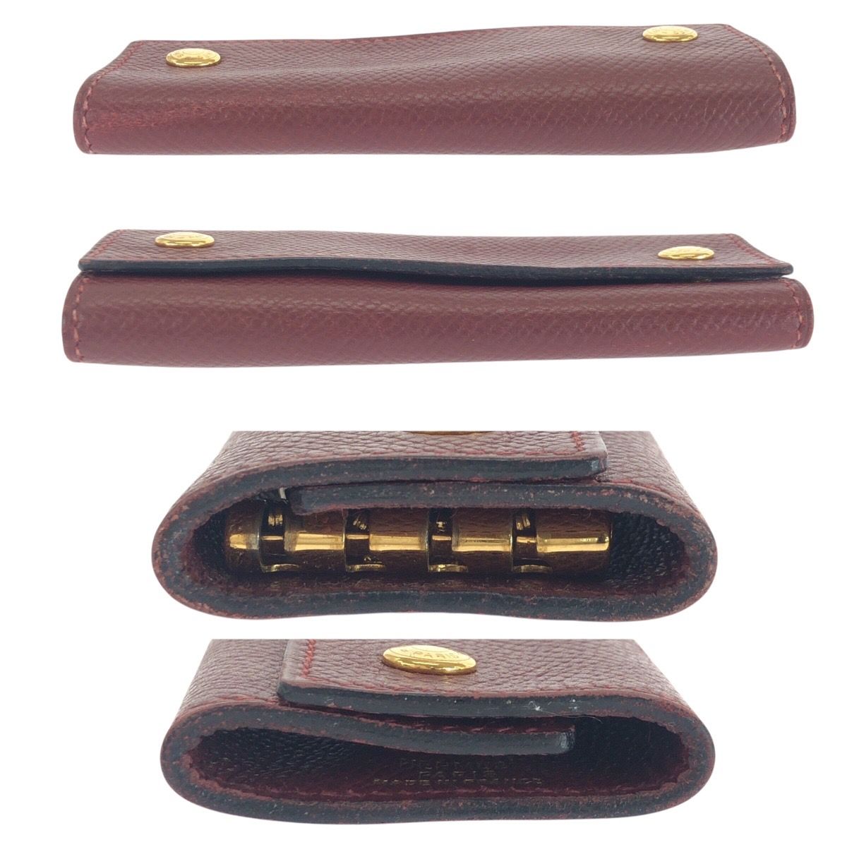 美品 HERMES エルメス ワインレッド ボルドー ゴールド金具 レザー
