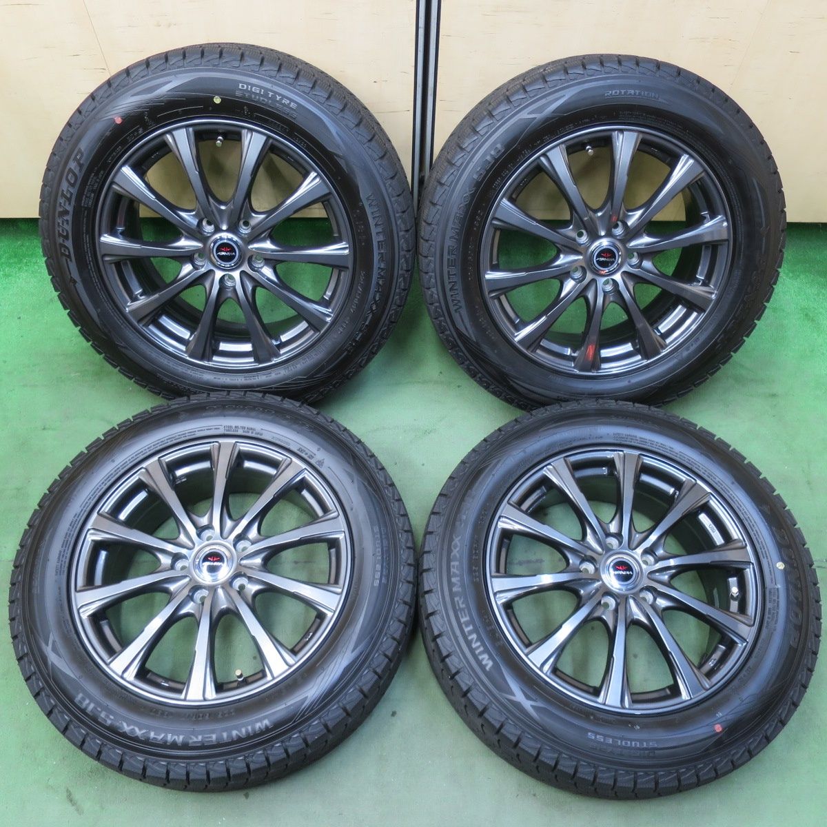 バリ溝 24年 キレイ ほぼ10分 スタッドレス 225 60 R 17 ダンロップ ウインターマックス SJ 8 AIRNOVA SB 10 エアノヴァ 17インチ PCD 114 3 5 H 5112401イス