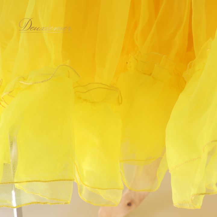 社交ダンス 衣装 ドレス ワンピース 黄色 フロート レース フリル スパンコール シルバー イエロー系 デモ 競技 ダンス パーティ 鮮やか エレガント おしゃれ パフォーマンス 大人用 競技用 フロア レディース