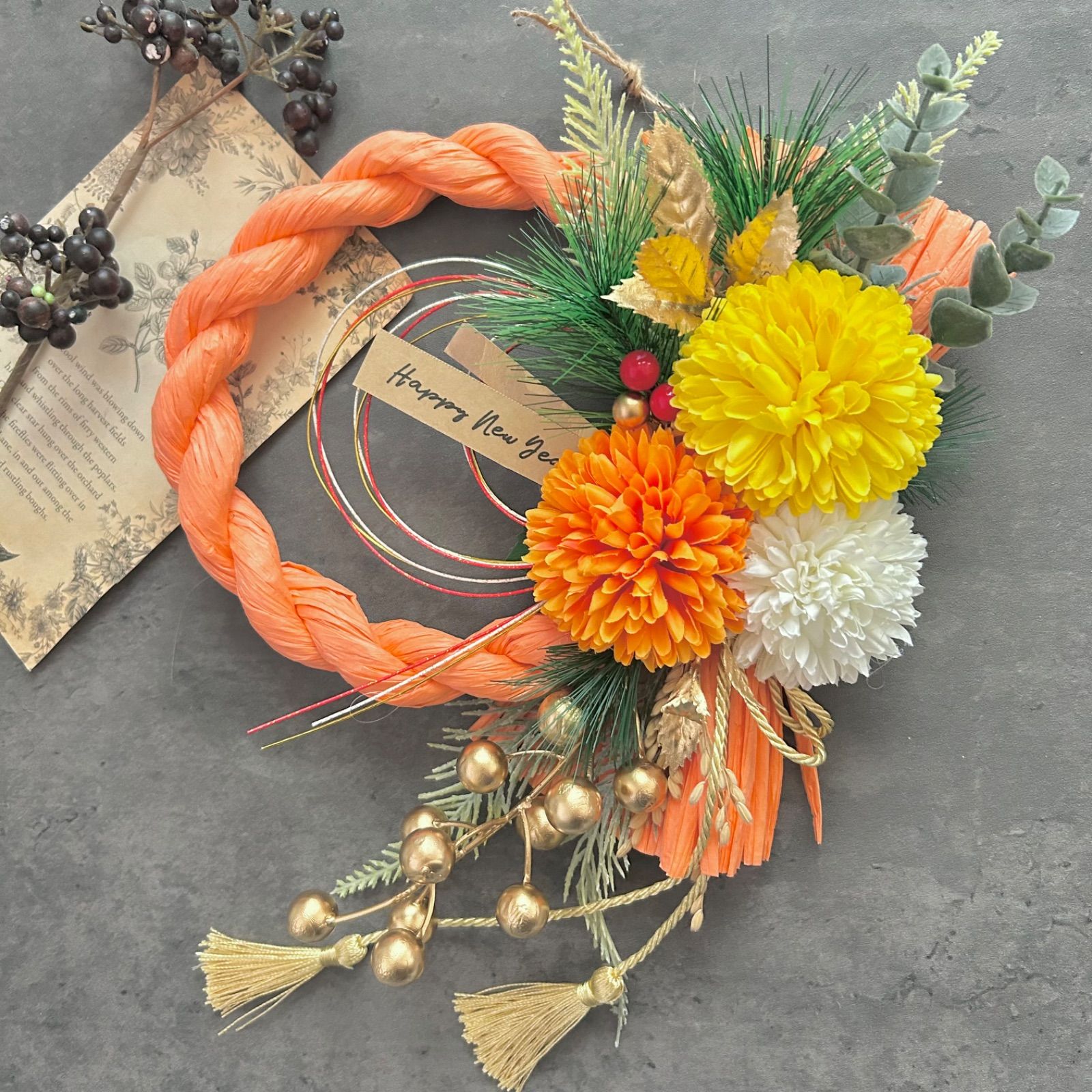 No.191しめ縄リースお正月飾り 玄関リース しめ飾り お正月