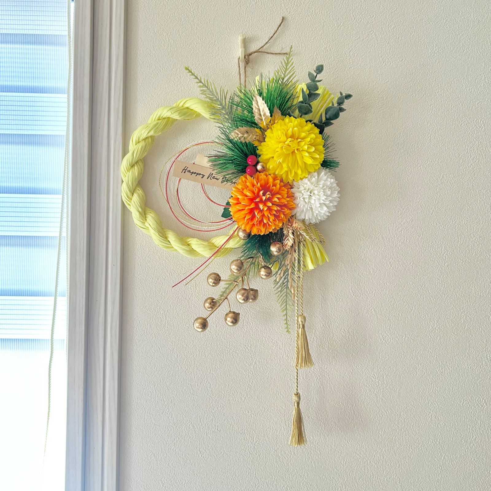 No.193 しめ縄リースお正月飾り 玄関リース しめ飾り お正月