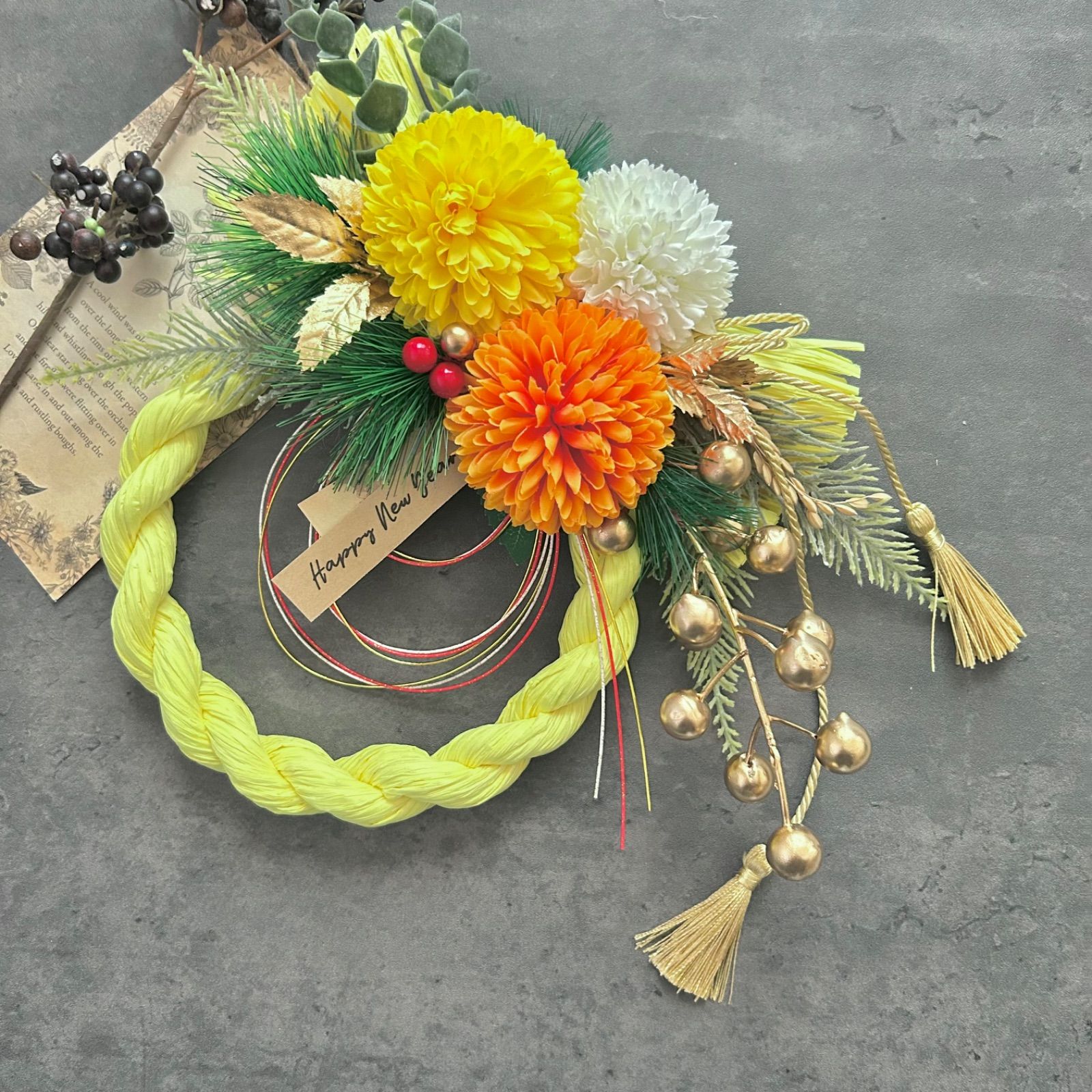 No.193 しめ縄リースお正月飾り 玄関リース しめ飾り お正月