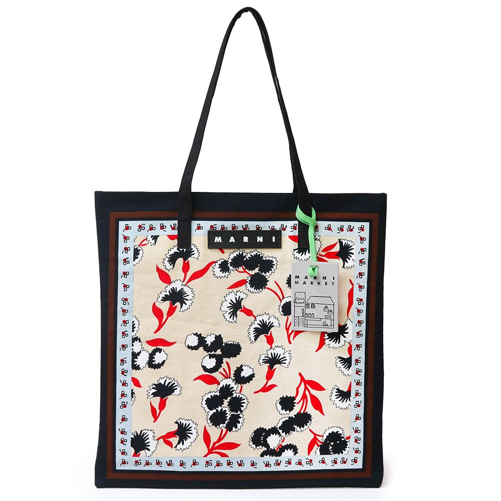マルニのトートバック マルニ マルニマーケット バンダナ フラワートートバッグ キャンバス