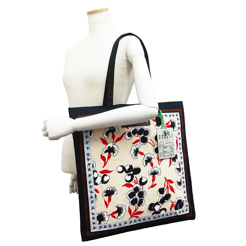 マルニ マルニマーケット バンダナ フラワートートバッグ キャンバス