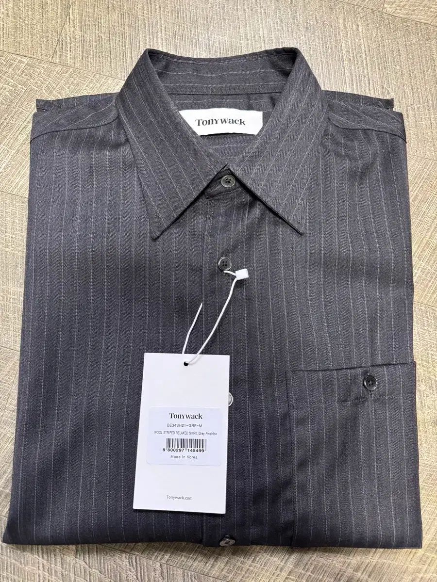 トニーウェック / ウール ストライプ リラックスド シャツ グレー / M