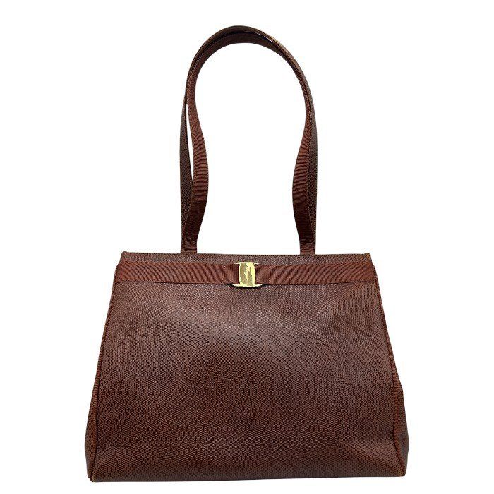 レディース Salvatore Ferragamo ヴァラ レザー トートバッグ ブラウン