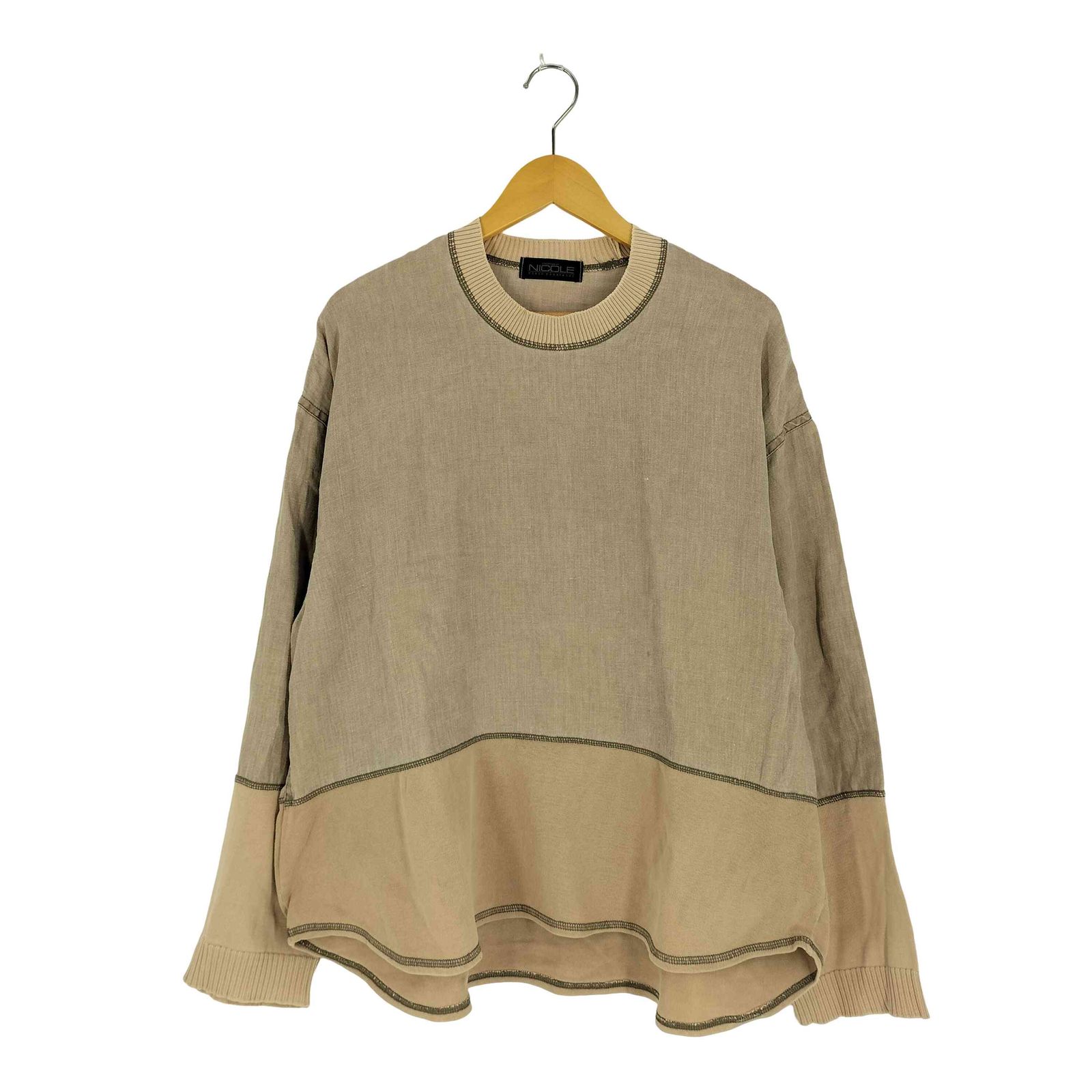 ムッシュ二コル MONSIEUR NICOLE 80~90S YUKIO KOBAYASHI 切替 リネンコットン ロングスリーブTシャツ メンズ 表記無 