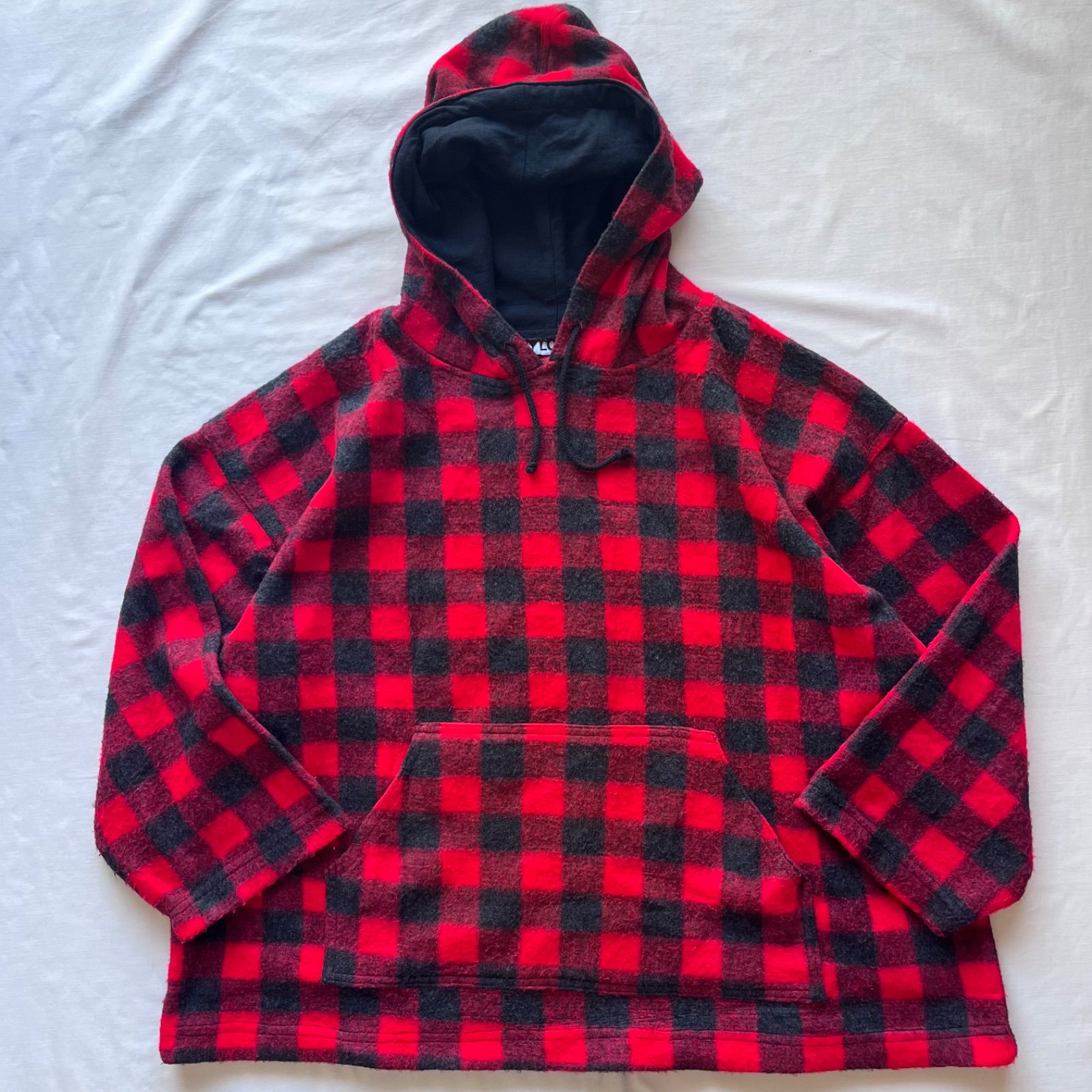 boy london ボーイロンドン パーカー フーディ バッファローチェック 赤黒 ブロックチェック フリース 80 s 90