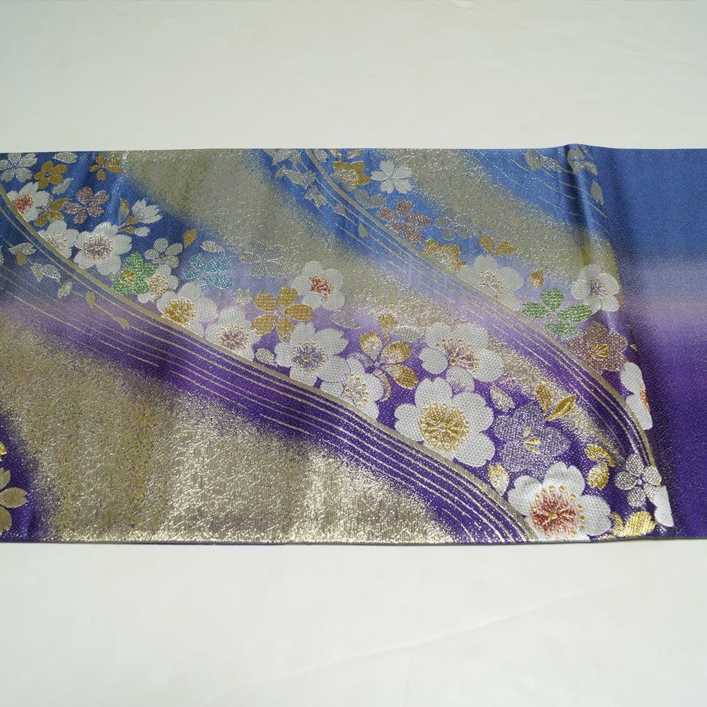 袋帯 振袖用 流水に桜模様 振袖向き きものやまと扱い 金・ラメ糸 金