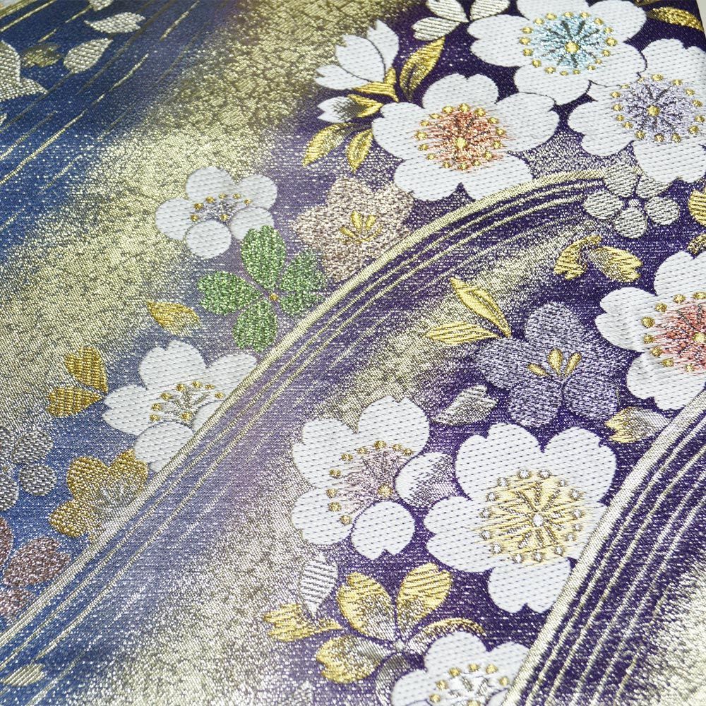 袋帯 振袖用 流水に桜模様 振袖向き きものやまと扱い 金・ラメ糸 金