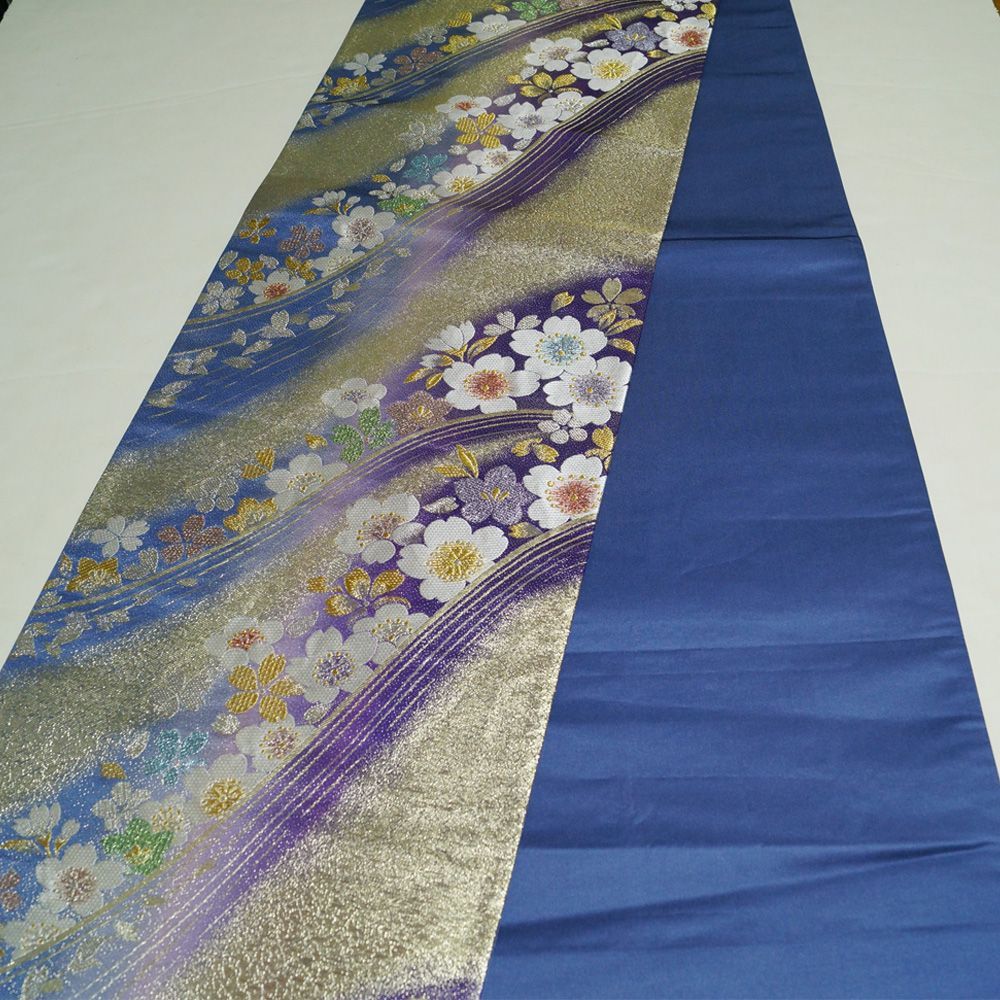 袋帯 振袖用 流水に桜模様 振袖向き きものやまと扱い 金・ラメ糸 金