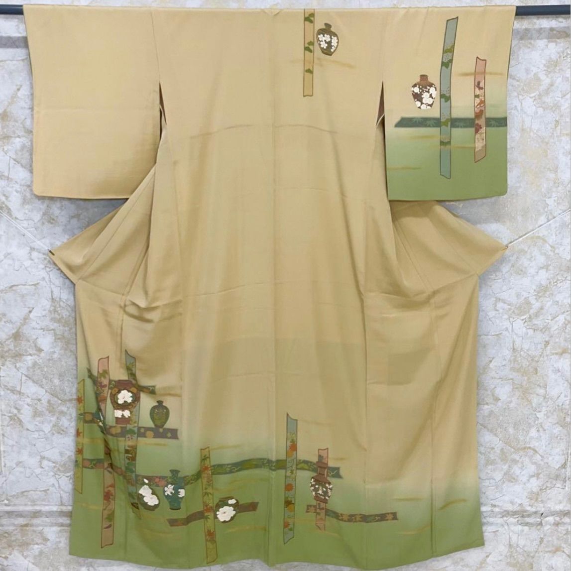 kimono one kimonoarisa 素敵な附下訪問着 袷 広衿 裄長 ロング 裄67.5肩丈165.5