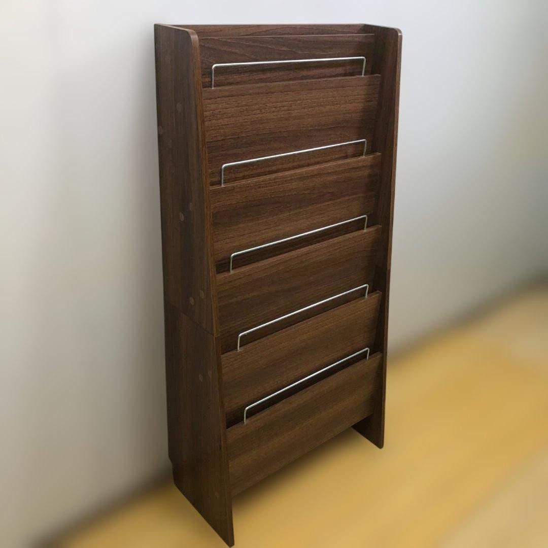 木製ラック ブラウン 5引き出し 扉付き 木製ラック ブラウン 5引き出し