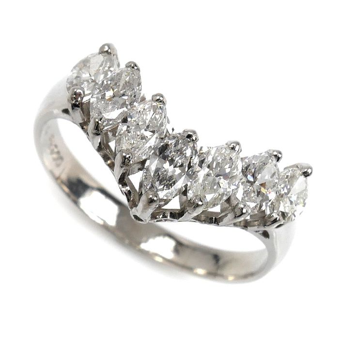 Pt 900プラチナ リング 指輪 ダイヤモンド1.54 ct 20.5号 5.7 g V字 レディース