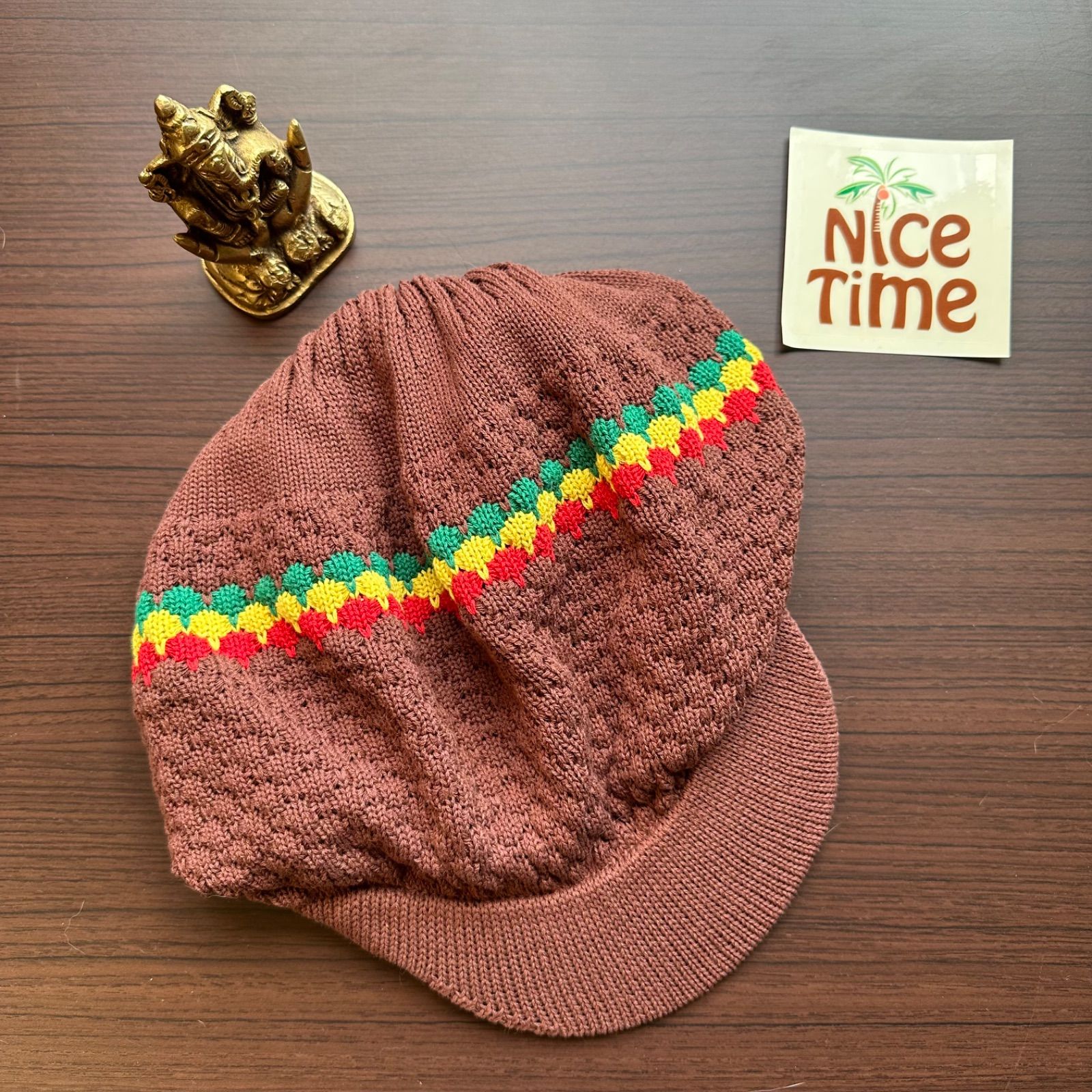 新品】タム帽 ラスタ つば付き ニットキャップ ブラック レゲエ