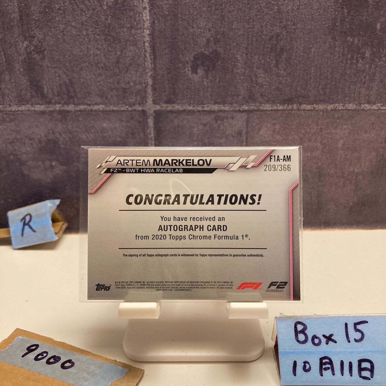 2020 Topps Chrome Formula 1 ARTEM 209 366 直筆サインカード BWT HWA RACELAB Refractor カード